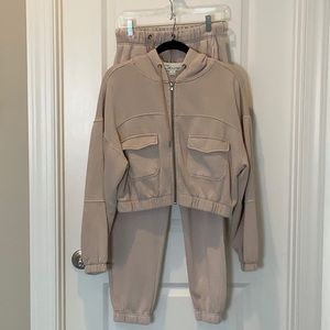 Vintage Havana matching zip up hoodie and sweatpants set-TWO PIECES